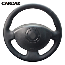 CARDAK DIY Black Artificial Leather Car Steering Wheel Cover For Renault Megane 2 2003-2008 Scenic 2 2003-2010 Kangoo 2008-2012 2024 - buy cheap