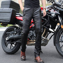 New Genuine Leather Pants Men Real Sheepskin Motorcycle Biker Male Trousers Spring Autumn Winter Thick Warm Black Straight Pants 2024 - buy cheap