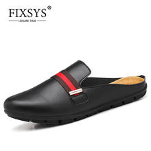 FIXSYS New Arrive Men Loafer Slides Pu Leather Half Loafers OutdoorBreathable Mules Striped Slippers Man Lightweight Half Shoes 2024 - buy cheap