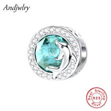 Charm de delfín de circonita azul de Plata de Ley 925 auténtica, compatible con pulsera Pandora Original, cuentas para bricolaje, Berloque 925 2024 - compra barato