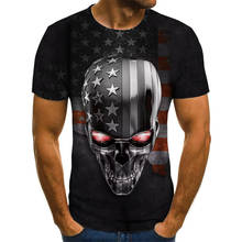 Мужская футболка в стиле панк, Мужская футболка с принтом в виде черепа, летняя популярная модная уличная футболка с круглым вырезом, большой размер 2024 - купить недорого
