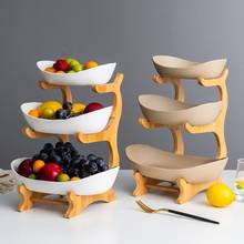 Plato de cerámica para dulces para sala de estar, plato de fruta de tres capas para aperitivos, cesta de fruta seca moderna creativa, soporte para pastel 2024 - compra barato