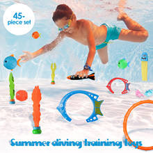 45 pçs verão quente crianças mergulho brinquedos conjunto subaquático tesouro tubarão foguete jogando brinquedos para piscina engraçado festa de verão jogos 2024 - compre barato