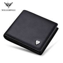 WILLIAMPOLO Genuine Leather short Wallet men's slim Credit Card Holder Bifold mini Multi Card Case Slots Cowhide Leather Wallet 2024 - buy cheap