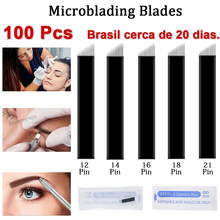 Agulhas de microagulhamento de lâminas nano, agulhas de 18 pinos em formato de u para maquiagem permanente, sobrancelha tatuagem, microagulha 3d, caneta de bordado, 100 peças 2024 - compre barato