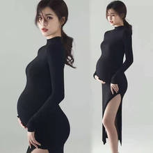 Maternity Dresses for Photo Shoot Color Black Side Opening Sexy Clothes Photography Pregnancy Dress Studio Photoshoot Clothes 2024 - buy cheap