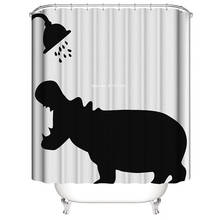 Cartoon Cat Hippopotamus Polyester Waterproof Digital Print Shower Curtain Decorative Shower Curtain for Children's Bathroom 2024 - buy cheap