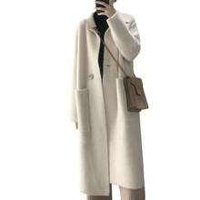 Jaqueta vintage feminina, tricô, manga longa, gola virada para baixo, inverno, tops femininos, casaco quente para mulheres, k417 2024 - compre barato