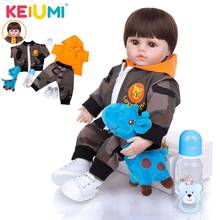 KEIUMI-Muñeca de bebé Reborn de 18 pulgadas, muñeco educativo de vinilo de silicona, juguete con cuerpo de tela, regalo de cumpleaños y Navidad 2024 - compra barato