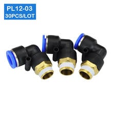 HIGH QUALITY  30 Pcs of PL12-03, L Shaped PT 3/8" Male Threaded to 12mm Tubing Pneumatic Quick Fitting 2024 - buy cheap