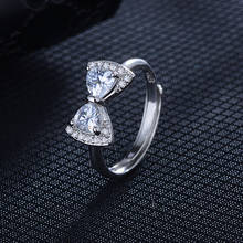 Romantic  Silver Color Bow Knot Ajustable Finger Rings for Women with Mosaic CZ Zircon Ring Wedding Jewelry bague anillos 2024 - buy cheap