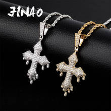 JINAO New Iced Out Cubic Zirconia Hip Hop Cross Pendant Necklace Fashion Jewery Cuban Chain For Gift 2024 - buy cheap