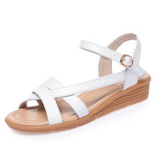 Large Size Sandals Promotion 2020 New Summer Open Toe Women Sandals Comfortable Non-slip Wedge Sandals Genuine Leather Sandals 2024 - buy cheap