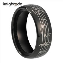 8mm Black Tungsten Carbide Piano Five-Line Note Music Ring For Men Women Wedding Band Jewelry Gift Dome Polished Comfort Fit 2024 - buy cheap
