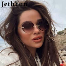 New Rimless Pink Heart Sunglasses Tinted Lens Cute Sexy Womens Sun Glasses Trendy Fashion Vintage Heart Glasses UV400 2024 - buy cheap