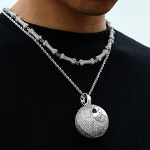 Iced Out Zircon Pendant spherical Billiard 8 Pendant Necklace Men Hip Hop Jewelry Personality Gift 2024 - buy cheap