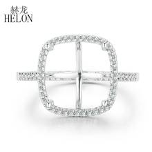 HELON-anillo de compromiso con diamantes naturales para mujer, sortija semimontura, oro blanco de 14 quilates, 11x11mm, AU585 H/SI 0,3 CT 2024 - compra barato