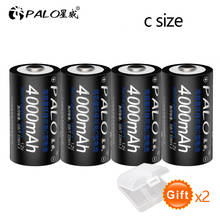 PALO 4pcs C type size rechargeable battery 1.2V NI MH 4000mAh batteries R14 C Cell battery 2024 - buy cheap