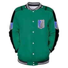 Attack on Titan Anime 3d Baseball Jacket Coat Cosplay Fashion Men Women Hoodie Sweatshirts Long Sleeve Cool Hoodies Jackets Tops 2024 - buy cheap