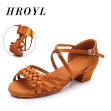 HROYL New Women latin dance shoes Ladies Girl's Low Heel Ballroom Tango dancing shoes soft bottom women free shopping salsa 2020 2024 - buy cheap