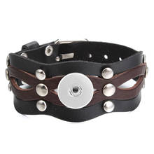 New Snap Jewelry Adjustable Snap Bracelet For Women Leather Retro Rivets Bangles Fit 18mm Snap Buttons Jewelry Watch Belt 2024 - buy cheap