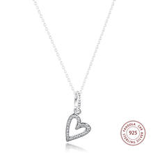 Sparkling Freehand Heart Collier Necklace Pendants 925 Sterling Silver Statement Necklaces for Women Fashion Jewelry collier 2024 - buy cheap