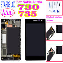 AAA + чехол с подставкой и отделениями для карт для Nokia Lumia 730 735 RM-1038 RM-1039 RM-1040 ЖК-дисплей Дисплей кодирующий преобразователь сенсорного экрана в сборе с рамкой/без рамки 2022 - купить недорого