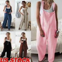 Women's Casual Loose Linen Cotton Jumpsuit Dungarees Playsuit Trousers Overalls 2024 - buy cheap