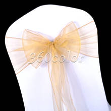 25PCS Gold Sheer Organza Chair Sashes Bow Cover Band Bridal Shower Chair Design Wedding Party Banquet Decoration 2024 - buy cheap