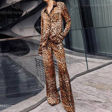 Женский леопардовый костюм Qian Han Zi, однобортная рубашка с длинным рукавом и брюки в стиле ретро, весна-лето 2024 - купить недорого