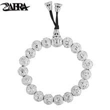 ZABRA 990 Hombres Pulsera De Plata de La Vendimia de Buda Pulsera Femme Mantra Cuentas Mens Pulseras Joyería de Las Mujeres Para 2017 2024 - compra barato