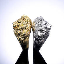 Fashion Lion Head Finger Rings for Men Classic Men's Punk Rock Style Animals Ring Fashion Gold Leopard Wolf Ring Hip Hop Jewelry 2024 - buy cheap