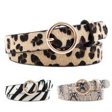 Cinturón con estampado de leopardo para mujer, Cinturón de piel sintética con hebilla de anillo dorado, serpiente, cebra, 2019 2024 - compra barato
