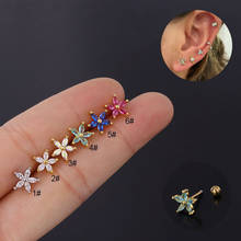 1 PCS Cute Small Shiny Zircon Flower Ear Bone Cuff Earring for Woman Man Gold Color Copper Steel Piercing Earring Ear Jewelry 2024 - buy cheap