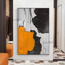 La composición es inteligente, pintura al óleo con naranja y negro, 100% cuadro pintado a mano, lienzo abstracto, arte de pared pintado a mano 2024 - compra barato