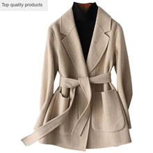 Otoño Invierno lana abrigo mujer 2020 coreano 80% lana abrigos con cinturón doble cara Cachemira lana chaqueta mujer prendas de vestir exteriores YQ363 2024 - compra barato