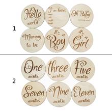 1 Set Baby Milestone Card Wooden Newborn Monthly Commemorative Card Newborn Birth Month Photography Props Shower Gifts 2024 - buy cheap