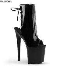 KALMALL Fetish Ankle Boots Women Pole Dance Shoes Platform High Heels Nightclub Dancer Gladiator Lace up Super Heels Black White 2024 - buy cheap