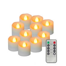 Paquete de 6 velas LED con batería con control remoto, luz de vela con temporizador para decoración de ventana de Mesa de boda 2024 - compra barato