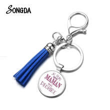 Fashion Super Mistress Keychain Je Suis Une Maman Qui Dechire Letter Print Colorful Tassel Key Ring Teacher Gift Trinket 2024 - buy cheap