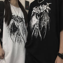 Women's T-shirt Harajuku Y2K Top Harajuku Retro Korean Style Black Demon Punk Gothic Anime Print Clothes Plus Size 2024 - buy cheap