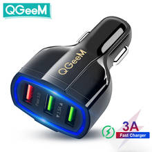 Автомобильное зарядное устройство QGEEM QC 3,0 3 USB, быстрая зарядка 3,0, 3 порта, быстрое зарядное устройство для автомобиля, адаптер для зарядки телефонов iPhone Xiaomi Mi 9 Redm 2024 - купить недорого