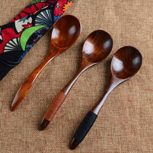 Cucharas de madera grandes de mango largo para niños, cuchara de madera para sopa de arroz, postre, utensilio de cocina de bambú, herramienta de mesa de 17cm 2024 - compra barato