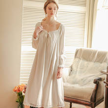 Camisola longa de manga longa solta e confortável, camisola fofa de princesa para primavera, de algodão 2024 - compre barato