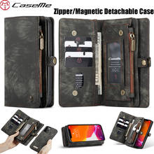 Capa de couro para iphone apple, capa magnética removível, com zíper, para modelos iphone 12 mini, pro max, caseme 2024 - compre barato