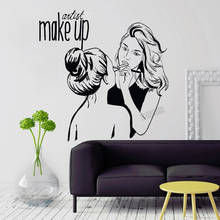 Make up artista adesivo de parede para salão beleza beatiful mulher decoração quarto vinil moderno decalques parede para sala estar arte y018 2024 - compre barato