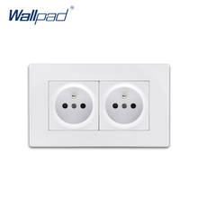 2 Double EU French Socket Wallpad Luxury White Wall Power Electrical Outlet Sockets PC Panel 16A 110-250V 2024 - buy cheap