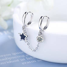 1 Piece Double Small Hoop Earrings Star & 5A Zirconia Pendant Chain link Cool Loop Huggie Earrings Fashion Jewelry for Women Men 2024 - buy cheap