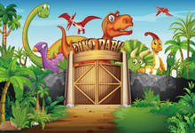 Cartoon Dinosaur Background Kids Birthday Party Photography Backdrop Dino Park Banner Portrait Baby Posters Photo Studio Props 2024 - buy cheap