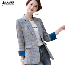 Naviu New Fashion Plaid Small Blazer One Button Style Elegant Coat For Beautiful Women Office Wear Formal Tops 2024 - buy cheap